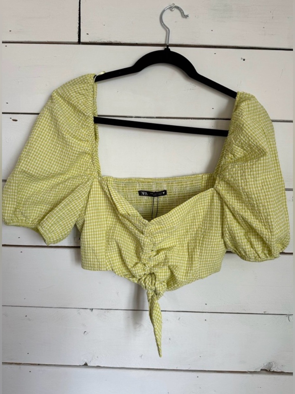 Zara Puffy Sleeve Gingham Top